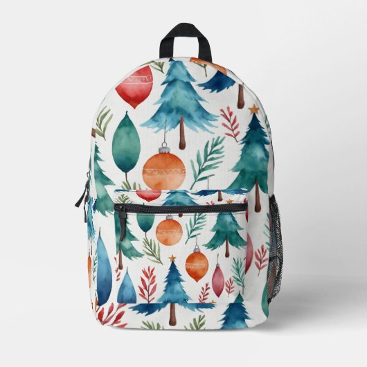 クリスマスツリーパターン プリントバックパック (正面)