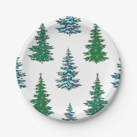クリスマスツリーパターン ペーパープレート (正面)