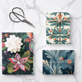 クリスマスツリーパターン ラッピングペーパーシート