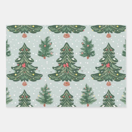 クリスマスツリーパターン ラッピングペーパーシート (正面)