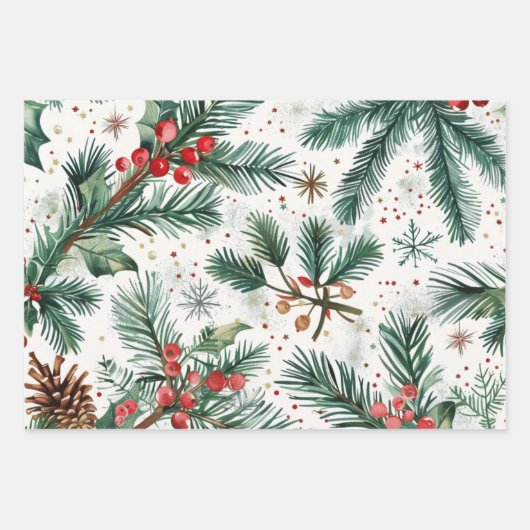 クリスマスツリーパターン ラッピングペーパーシート (正面2)