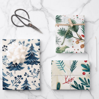 クリスマスツリーパターン ラッピングペーパーシート