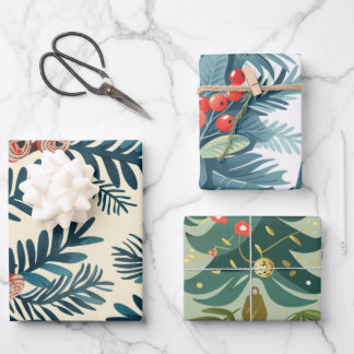 クリスマスツリーパターン ラッピングペーパーシート