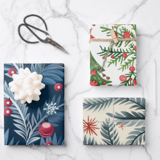 クリスマスツリーパターン ラッピングペーパーシート