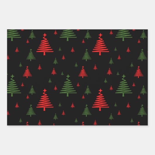 クリスマスツリーパターン ラッピングペーパーシート (正面)