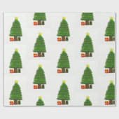 クリスマスツリーパターン ラッピングペーパー (フラット)