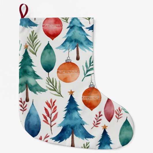 クリスマスツリーパターン ラージクリスマスストッキング (正面)