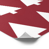 クリスマスツリーパターン |幾何学的スカンジダークレッド ポスター (角)