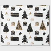 クリスマスツリーパターン |金ゴールド |ミニマル | ラッピングペーパー (フラット)