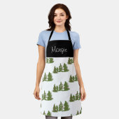 クリスマスツリーパンドルアートエプロン エプロン (着用した状態)