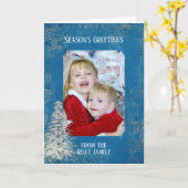 クリスマスツリーパーソナライズされたと写真フレーム カード (黄色い花)