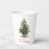 クリスマスツリーパーソナライズされたの水色 紙コップ (裏面)