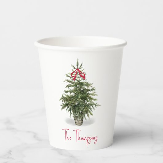 クリスマスツリーパーソナライズされたの水色 紙コップ (正面)