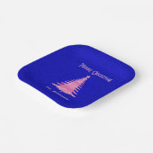 クリスマスツリーパーソナライズされたの雪のピンク ペーパープレート (傾斜あり)