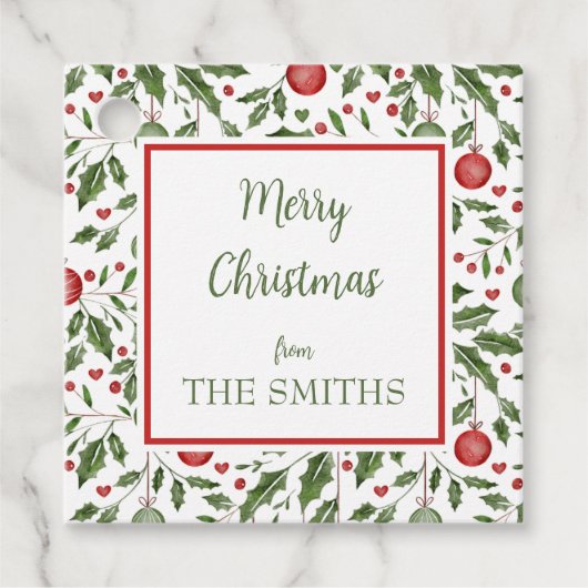 クリスマスツリーパーソナライズされたギフトラベル フェイバータグ (正面)