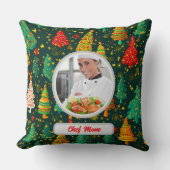 クリスマスツリーパーソナライズされたシェフ母の写真 クッション (正面)