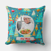 クリスマスツリーパーソナライズされたシェフ母の写真 クッション (正面)