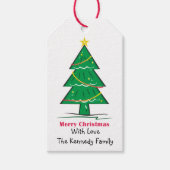 クリスマスツリーパーソナライズされたファミリークリスマス ギフトタグ (正面)