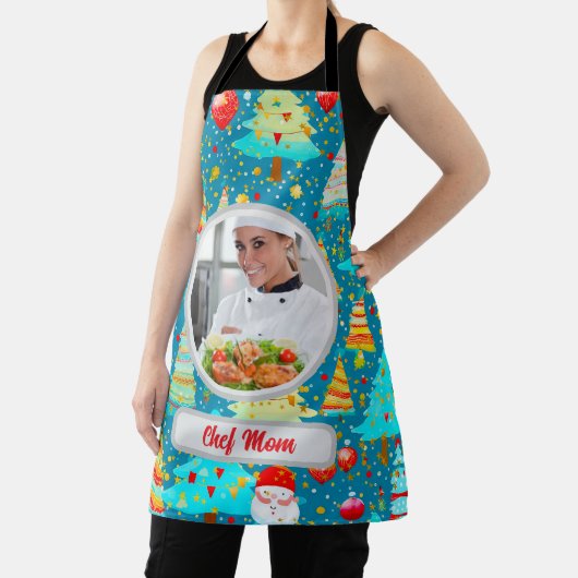 クリスマスツリーパーソナライズされたママ写真ホリデーギフト エプロン (インサイチュ)
