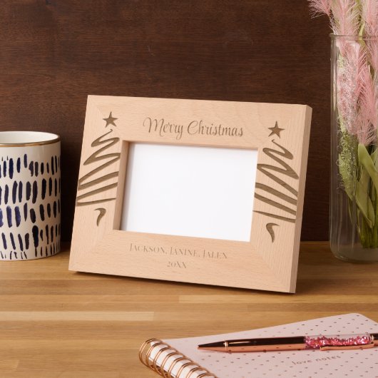 クリスマスツリーパーソナライズされた写真 レーザー彫刻フレーム (左)