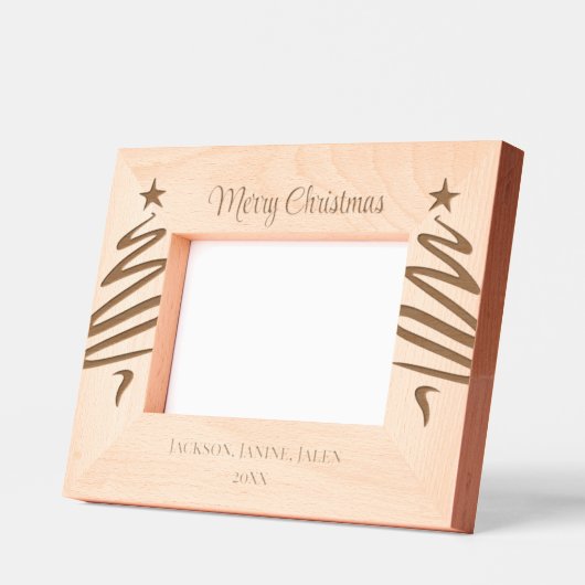 クリスマスツリーパーソナライズされた写真 レーザー彫刻フレーム (左)