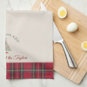 クリスマスツリーパーソナライズされた名レッドクリスマス キッチンタオル (四つ折り)