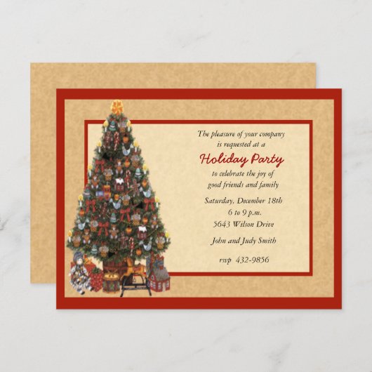 クリスマスツリーパーティの招待状 招待状 (正面/裏面)