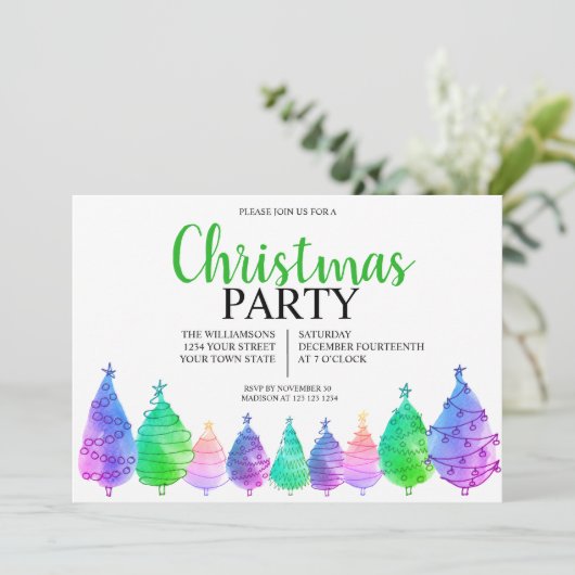 クリスマスツリーパーティの招待状 招待状 (スタンド正面)