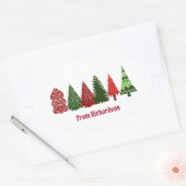 クリスマスツリーパーティー工芸クラシック品オーバルステッカー 楕円形シール (封筒)