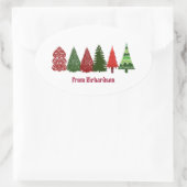 クリスマスツリーパーティー工芸クラシック品オーバルステッカー 楕円形シール (バッグ)