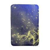 クリスマスツリーパーティー金ゴールドスターズネイビーブルーホリデーズ バスマット (正面縦)