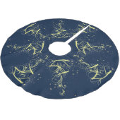 クリスマスツリーパーティー金ゴールドスターズネイビーブルーホリデーズ ブラッシュドポリエステルツリースカート (アングル)