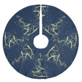 クリスマスツリーパーティー金ゴールドスターズネイビーブルーホリデーズ ブラッシュドポリエステルツリースカート