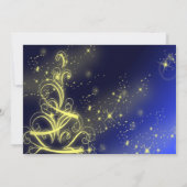 クリスマスツリーパーティー ゴールドスター ネイビーブルー ホリデー 招待状 (裏面)