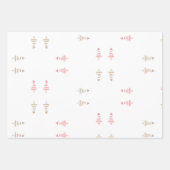 クリスマスツリーパープルネイビーホワイト金ゴールドメタリック ラッピングペーパーシート (正面3)