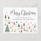 クリスマスツリービジネスQRコードロゴ企業の シーズンポストカード (正面)