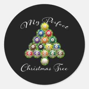 クリスマスツリービリヤード醜いクリスマスセーター ラウンドシール