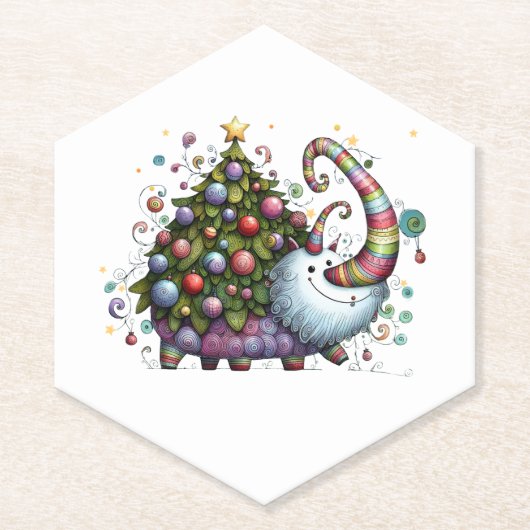 クリスマスツリービースト紙コースター ペーパーコースター (正面)