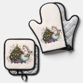 クリスマスツリービースト 鍋つかみ&鍋敷きセット (正面/裏面)