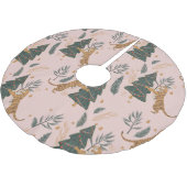 「クリスマスツリーピンクのヴィンテージクリスマスタイガー ブラッシュドポリエステルツリースカート (アングル)