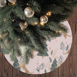 「クリスマスツリーピンクのヴィンテージクリスマスタイガー ブラッシュドポリエステルツリースカート