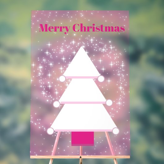 クリスマスツリーピンクの雪 アクリルサイン (ニュートラル)