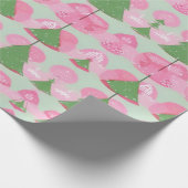 クリスマスツリーピンクギフトラップ誕生日ホリデー ラッピングペーパー (角)