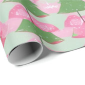 クリスマスツリーピンクギフトラップ誕生日ホリデー ラッピングペーパー (ロールコーナー)