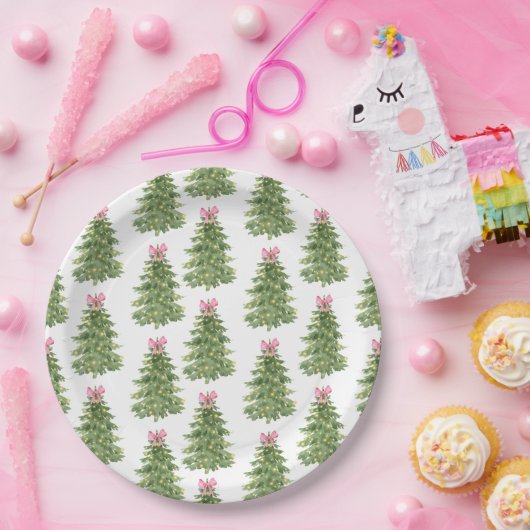 クリスマスツリーピンククリスマスパーティー紙プレート ペーパープレート (パーティー)
