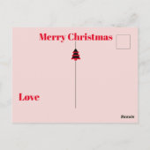クリスマスツリーピンクストライプ色の挨拶はがき ポストカード (裏面)