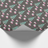 クリスマスツリーピンクプレゼントハッピーホリデー ラッピングペーパー (コーナー)
