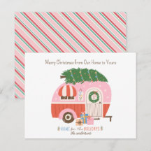 クリスマスツリーピンクヴィンテージレトロキャンパーモノグラム