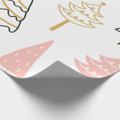 クリスマスツリーピンク金ゴールド ラッピングペーパー (角)