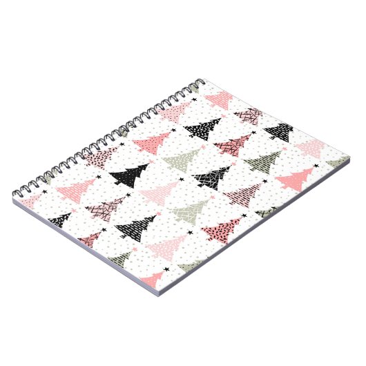 クリスマスツリーピンク&緑(白い背景) ノートブック (左側)